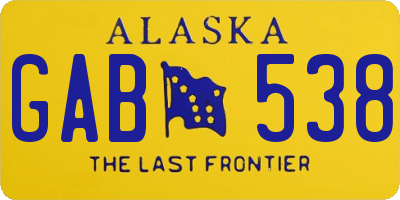 AK license plate GAB538