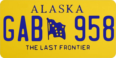 AK license plate GAB958