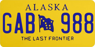 AK license plate GAB988