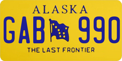 AK license plate GAB990