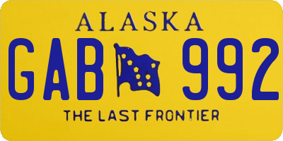 AK license plate GAB992