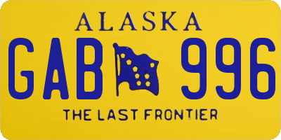 AK license plate GAB996