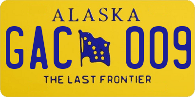 AK license plate GAC009