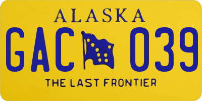 AK license plate GAC039