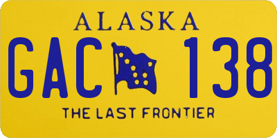 AK license plate GAC138