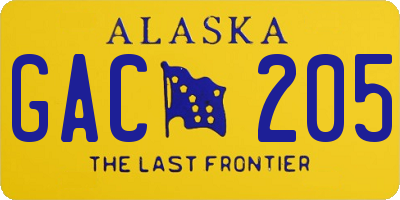 AK license plate GAC205