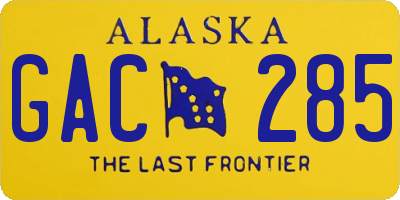 AK license plate GAC285