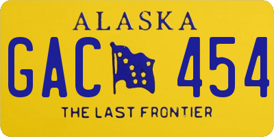 AK license plate GAC454