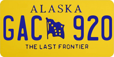 AK license plate GAC920