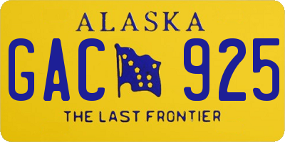 AK license plate GAC925