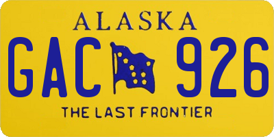 AK license plate GAC926