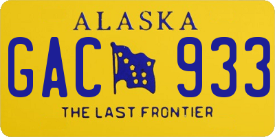 AK license plate GAC933