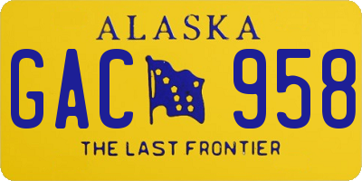 AK license plate GAC958