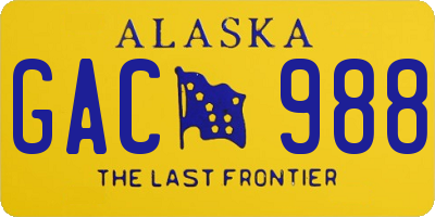 AK license plate GAC988