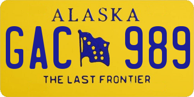 AK license plate GAC989