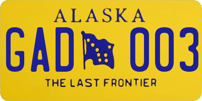 AK license plate GAD003