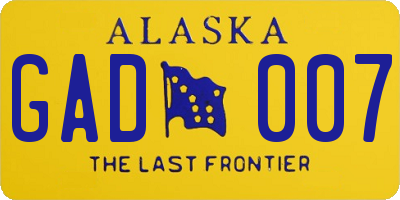 AK license plate GAD007