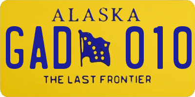 AK license plate GAD010