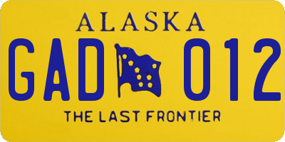 AK license plate GAD012