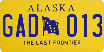 AK license plate GAD013