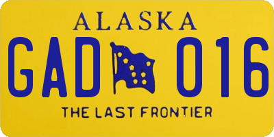 AK license plate GAD016