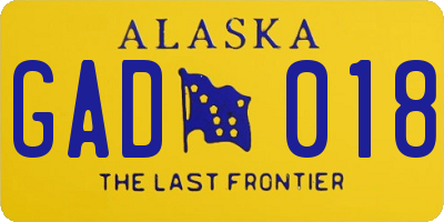 AK license plate GAD018