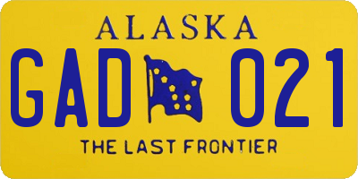 AK license plate GAD021