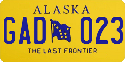 AK license plate GAD023