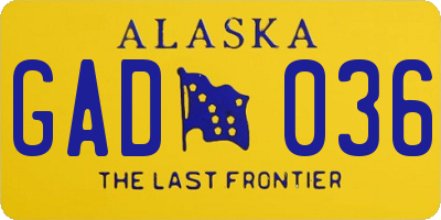 AK license plate GAD036