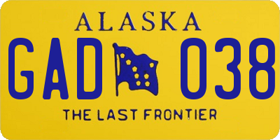AK license plate GAD038