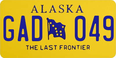 AK license plate GAD049