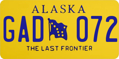 AK license plate GAD072