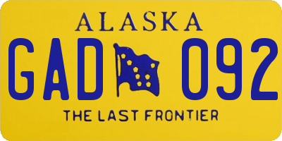 AK license plate GAD092