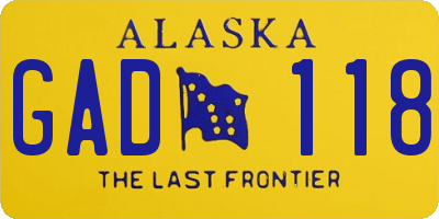 AK license plate GAD118