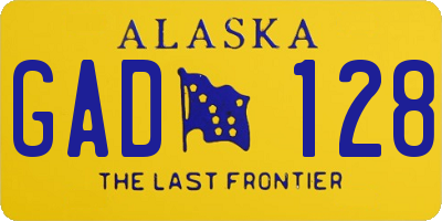 AK license plate GAD128