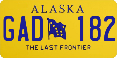 AK license plate GAD182