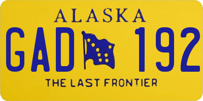 AK license plate GAD192