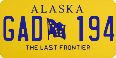 AK license plate GAD194