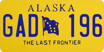 AK license plate GAD196