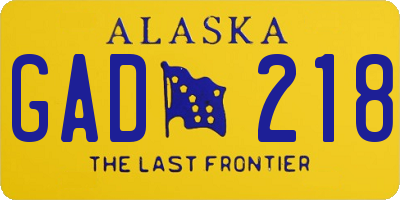 AK license plate GAD218