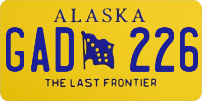 AK license plate GAD226