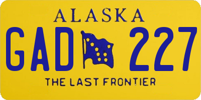 AK license plate GAD227