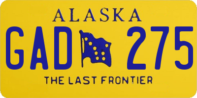 AK license plate GAD275