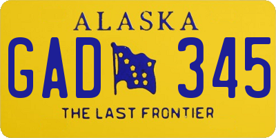 AK license plate GAD345