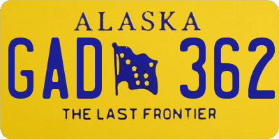 AK license plate GAD362