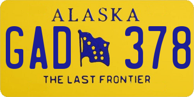 AK license plate GAD378