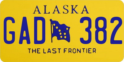 AK license plate GAD382