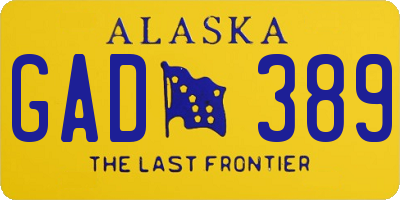 AK license plate GAD389