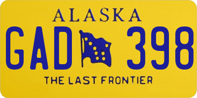 AK license plate GAD398