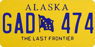 AK license plate GAD474